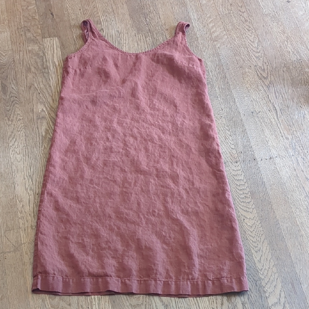 Linenfox Monstera Dress Size Small In Terracotta